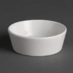 Mini plats ronds Olympia Whiteware 75 mm en porcelaine blanche vitrifiée, lot de 12