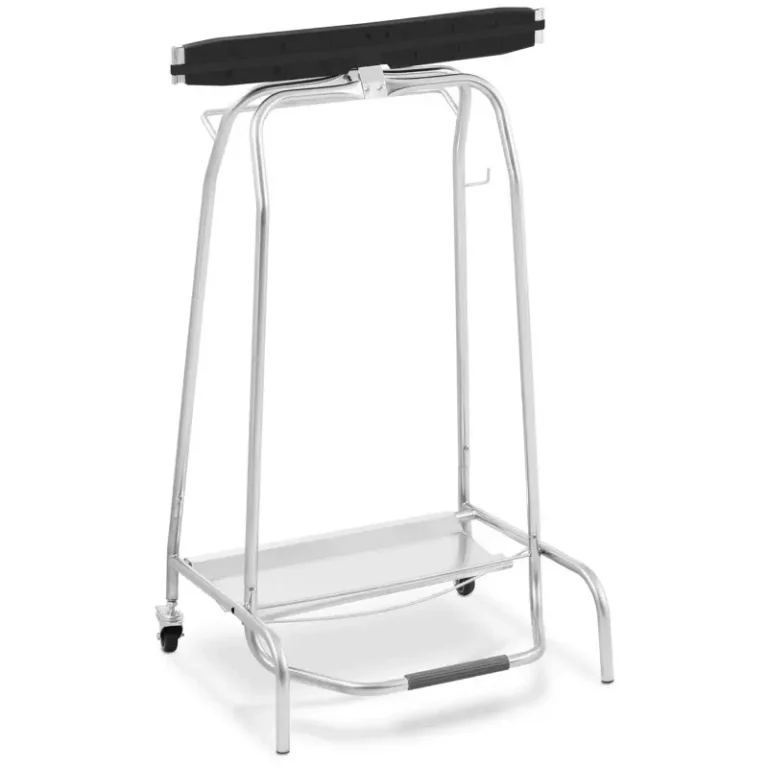 Poubelle à pédale GOLDINOX 110 L en inox avec clapet hermétique et roulettes freinées