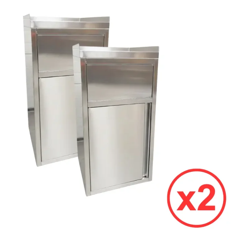 Lot de 2 poubelles snack GOLDINOX en inox avec bac plastique amovible et plateau basculant