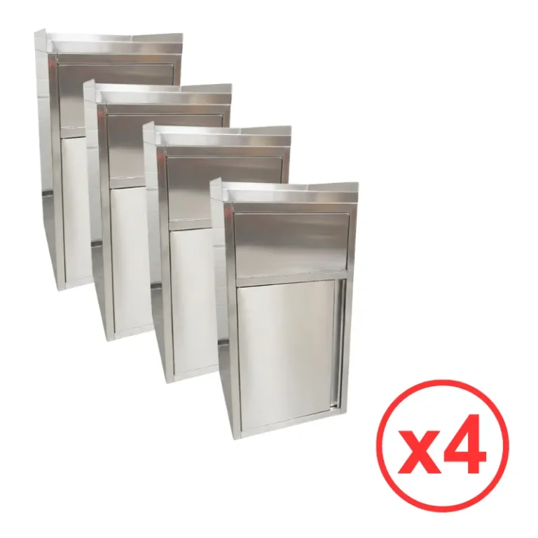 Lot de 4 poubelles snack GOLDINOX en inox avec bac plastique amovible et plateau basculant