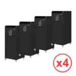 Lot de 4 poubelles snack GOLDINOX 100 L en bois noir avec repose-plateaux