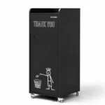 Poubelle snack GOLDINOX 100 L en bois noir avec pictogramme THANK YOU et repose-plateaux
