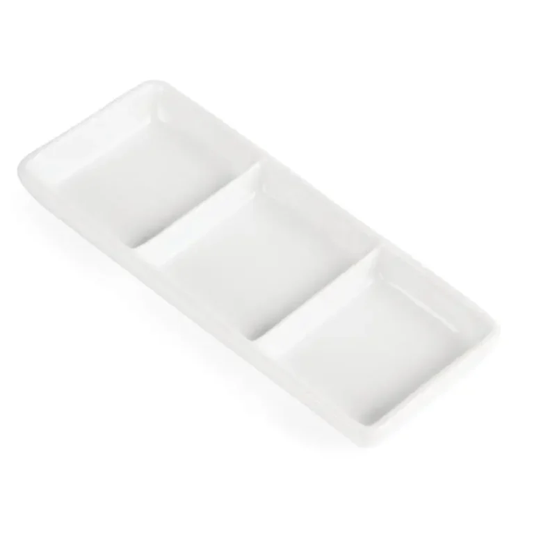 Plat 3 compartiments Olympia Whiteware C336 en porcelaine blanche