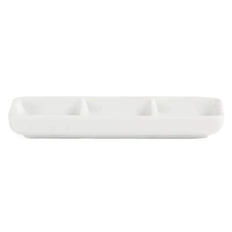Plat 3 compartiments Olympia Whiteware C336 vu de profil