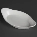 Plats ovales à oreilles blancs Olympia Whiteware 230 x 130 mm en porcelaine, lot de 6