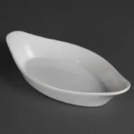 Plats ovales à oreilles Olympia Whiteware 253 x 140 mm en porcelaine blanche, lot de 6