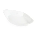 Plats ovales à oreilles Olympia Whiteware 253 x 140 mm en porcelaine blanche, lot de 6