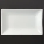 Plats rectangulaires de service Olympia 200 x 130 mm en porcelaine blanche, lot de 6