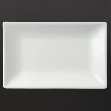 Plats rectangulaires de service Olympia 200 x 130 mm en porcelaine blanche, lot de 6