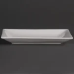 Plats rectangulaires de service Olympia 200 x 130 mm en porcelaine blanche, lot de 6