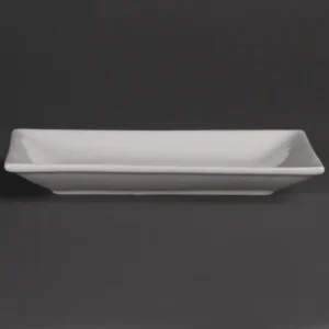 Plats rectangulaires de service Olympia 200 x 130 mm en porcelaine blanche, lot de 6