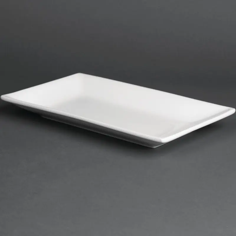 Plats rectangulaires de service Olympia 250 x 150 mm en porcelaine blanche, lot de 4 Plats rectangulaires de service Olympia 250 x 150 mm en porcelaine blanche, lot de 4