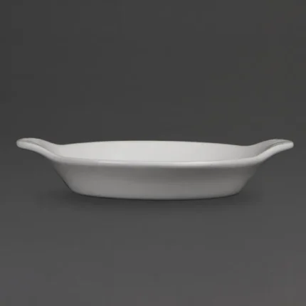 Plats ronds à oreilles Olympia Whiteware 170 x 140 mm en porcelaine blanche, lot de 6