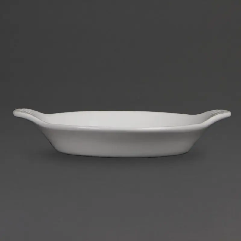 Plats ronds à oreilles Olympia Whiteware 170 x 140 mm en porcelaine blanche, lot de 6 Plats ronds à oreilles Olympia Whiteware 170 x 140 mm en porcelaine blanche, lot de 6