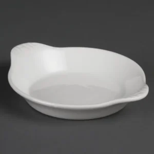 Plats ronds à oreilles Olympia Whiteware 170 x 140 mm en porcelaine blanche, lot de 6