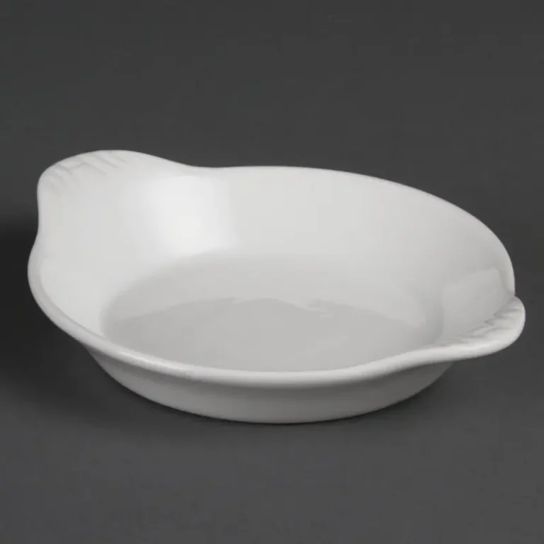 Plats ronds à oreilles Olympia Whiteware 170 x 140 mm en porcelaine blanche, lot de 6