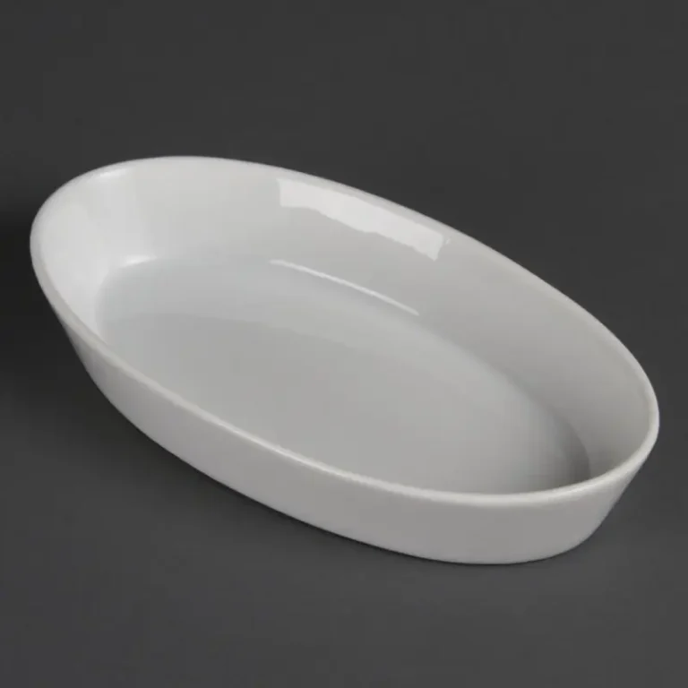 Plats à sole ovales Olympia Whiteware 195 x 110 mm en porcelaine blanche, lot de 6