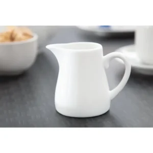 Pots à lait blancs Olympia 170 ml en porcelaine avec bec verseur, lot de 6