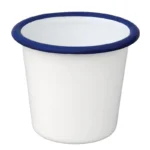 Pots à sauce en acier émaillé Olympia 114 ml blancs à bord bleu, lot de 6