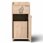 Poubelle snack chêne clair 100 L porte ouverte montrant le bac intérieur amovible