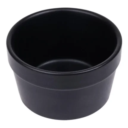 Ramequins noirs Olympia Mediterranean 77 mm en grès noir mat, lot de 6