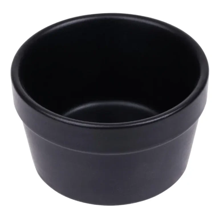 Ramequins noirs Olympia Mediterranean 77 mm en grès noir mat, lot de 6