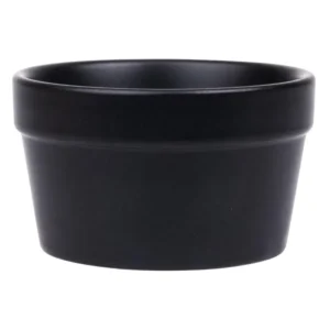 Ramequins noirs Olympia Mediterranean 77 mm en grès noir mat, lot de 6