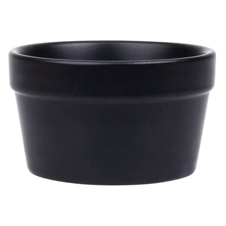 Ramequins noirs Olympia Mediterranean 77 mm en grès noir mat, lot de 6