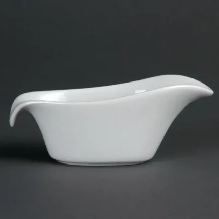 Saucières Olympia Whiteware 85 ml en porcelaine blanche vitrifiée, lot de 6