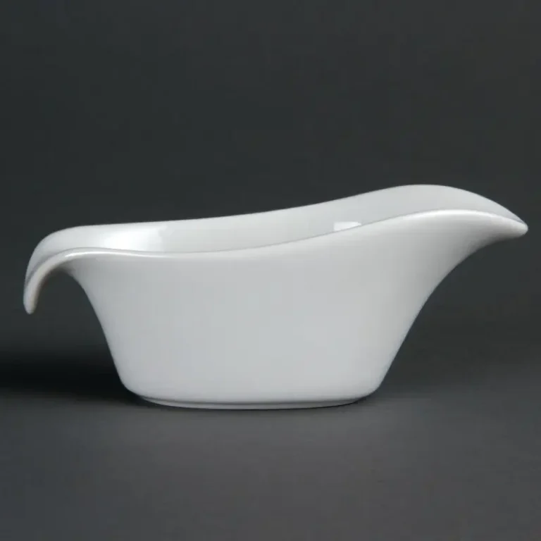 Saucières Olympia Whiteware 85 ml en porcelaine blanche vitrifiée, lot de 6