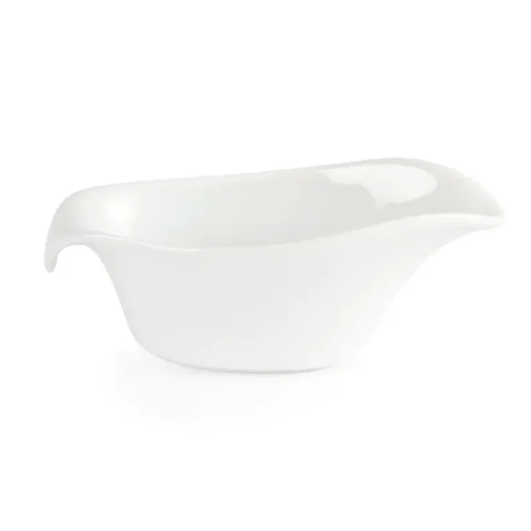 Saucières Olympia Whiteware 85 ml en porcelaine blanche vitrifiée, lot de 6