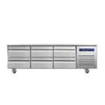 Soubassement réfrigéré positif CUISTANCE en inox, 261 L, 1800 mm, format GN 1/1