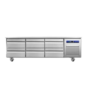 Soubassement réfrigéré positif CUISTANCE en inox, 261 L, 1800 mm, format GN 1/1