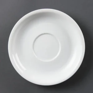 Soucoupes à cappuccino Olympia Whiteware 160 mm en porcelaine blanche vitrifiée, lot de 12