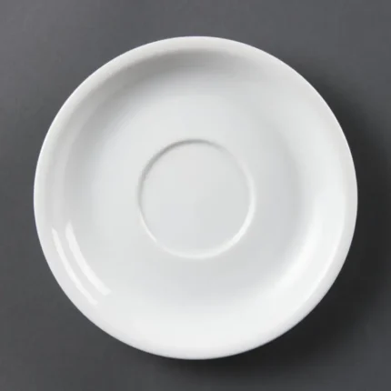Soucoupes à cappuccino Olympia Whiteware 160 mm en porcelaine blanche vitrifiée, lot de 12