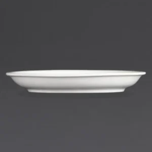Soucoupes à cappuccino Olympia Whiteware 160 mm en porcelaine blanche vitrifiée, lot de 12