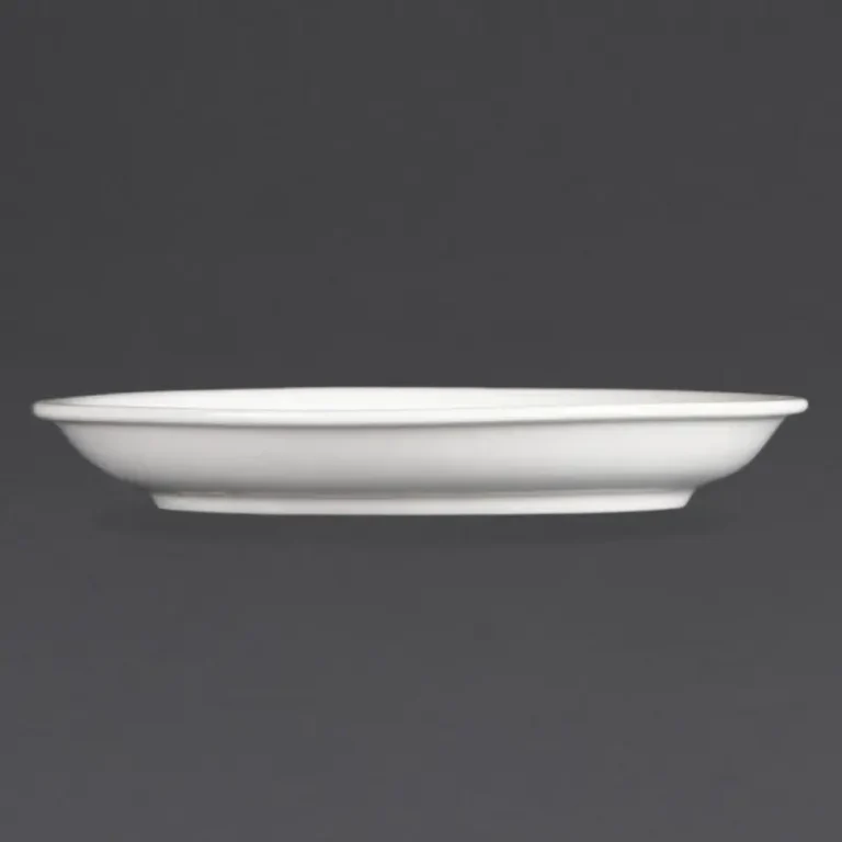 Soucoupes à cappuccino Olympia Whiteware 160 mm en porcelaine blanche vitrifiée, lot de 12