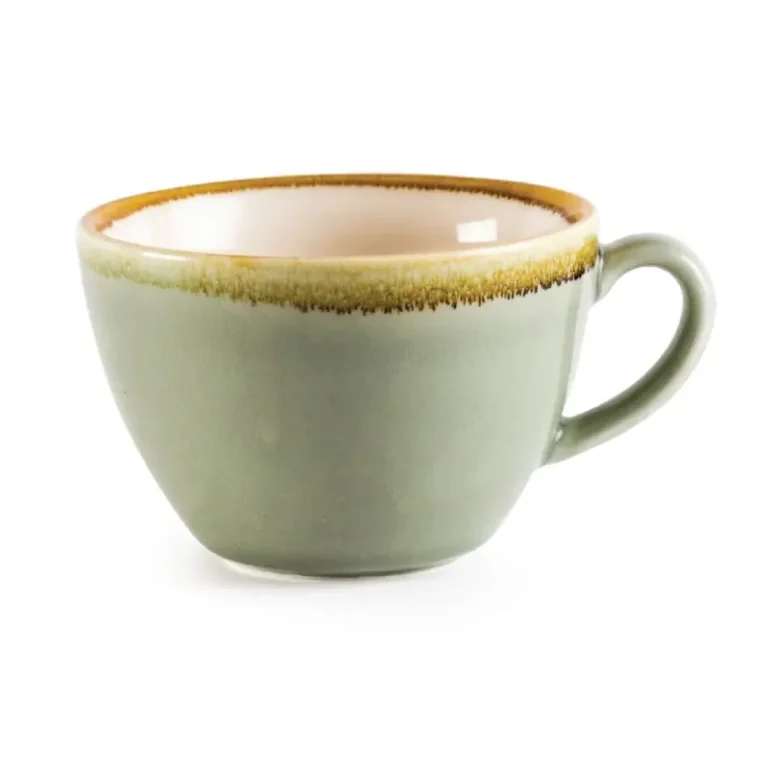 Tasses à cappuccino Olympia Kiln coloris mousse 340 ml en grès à émail réactif, lot de 6