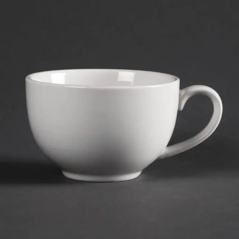 Tasses élégantes Olympia Whiteware 230 ml en porcelaine blanche vitrifiée, lot de 12