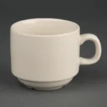 Tasses à thé empilables Olympia Ivory 206 ml en porcelaine coloris ivoire, lot de 12