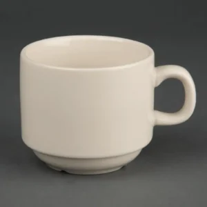 Tasses à thé empilables Olympia Ivory 206 ml en porcelaine coloris ivoire, lot de 12