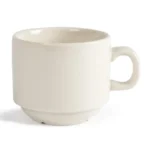 Tasses à thé empilables Olympia Ivory 206 ml en porcelaine coloris ivoire, lot de 12