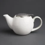 Théière blanche Olympia Café 510 ml en grès avec passoire inox amovible