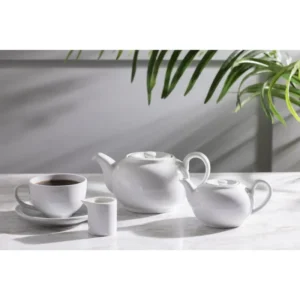 Théières blanches Olympia 426 ml en porcelaine vitrifiée, lot de 4