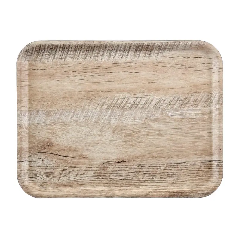 DR580 - Plateau de service CAMBRO MADEIRA u2013 DR580 u2013 430 x 330 mm u2013 Stratifiu00e9 effet bois chu00eane clair Plateau stratifiu00e9 Cambro Madeira chu00eane clair 430mm
