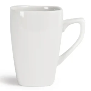 Tasses carrées Olympia Whiteware en porcelaine vitrifiée