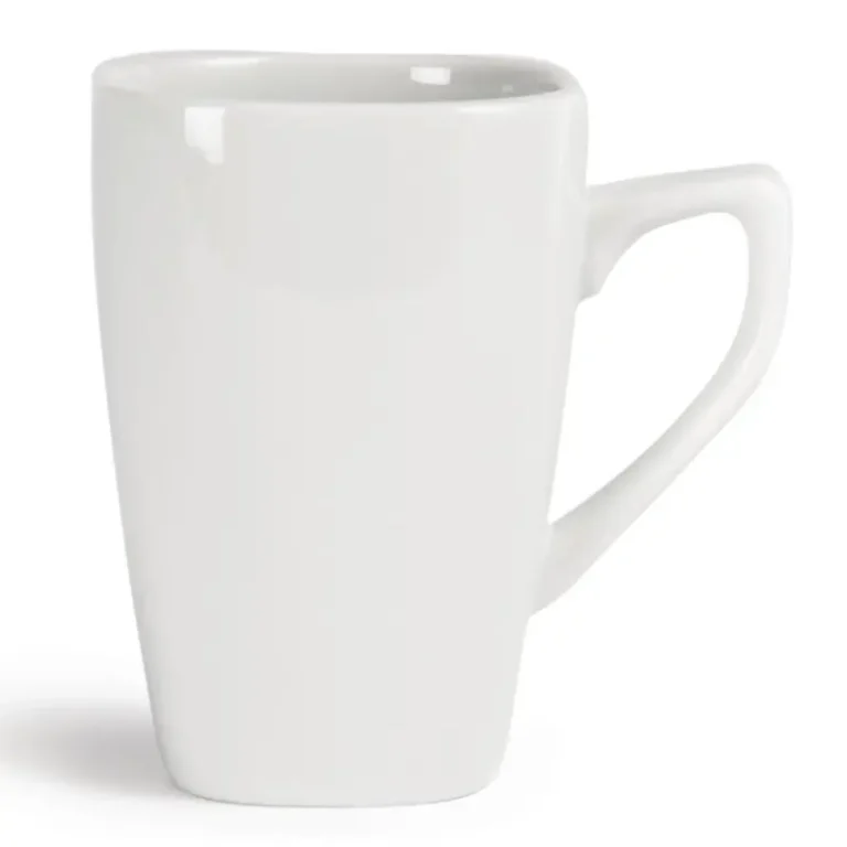 Tasses carrées Olympia Whiteware en porcelaine vitrifiée