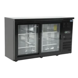 Arrière-bar réfrigéré Polar Série U 350L noir portes coulissantes