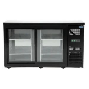 Arrière-bar réfrigéré Polar Série U 350L noir portes coulissantes
