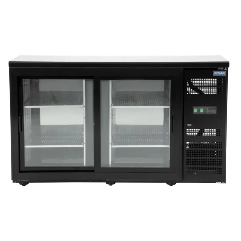Arrière-bar réfrigéré Polar Série U 350L noir portes coulissantes
